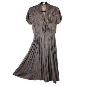 Vintage 1950s R&K Original Organdy Dress Pink Optical Starburst Atomic As-Is